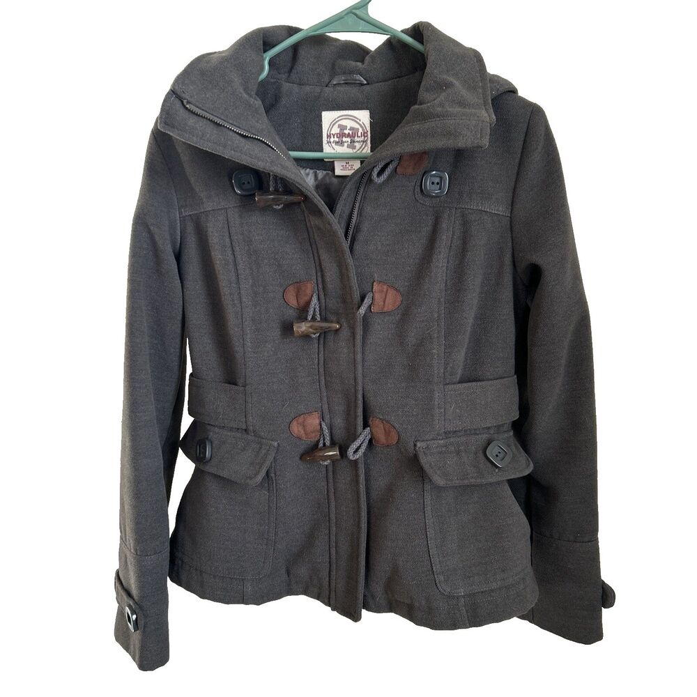 HYDRAULIC Full Zip Toggle Clasp Hooded Women's‎ Coat, Sz. M, Gray, VGC